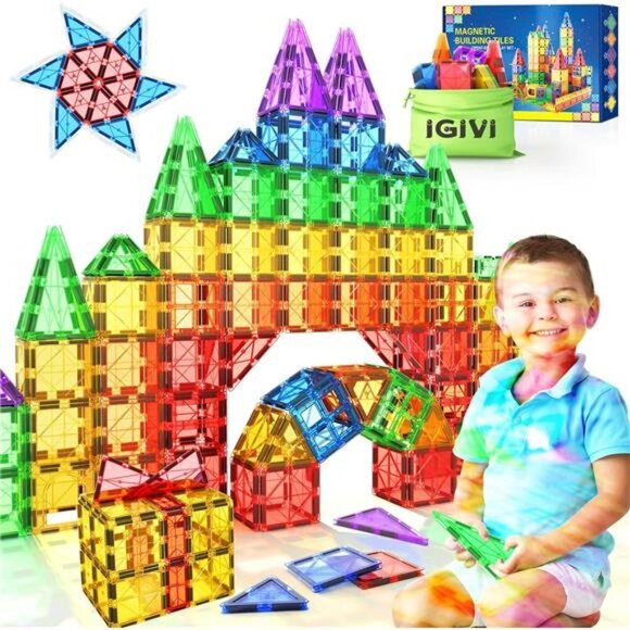 Magnetic Tiles Kids Toys for 3+ Year Old Boys & Girls, STEM Building Blocks Toys - Picture 1 of 6